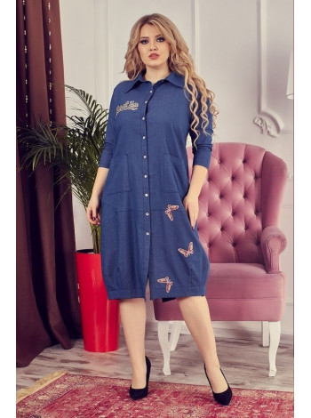 Джинсова сукня сорочка для повних