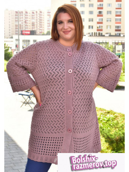 Вязаный кардиган для полных